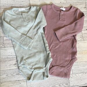 Jamie Kay Ribbed Henley Set of Two Baby Bodysuits